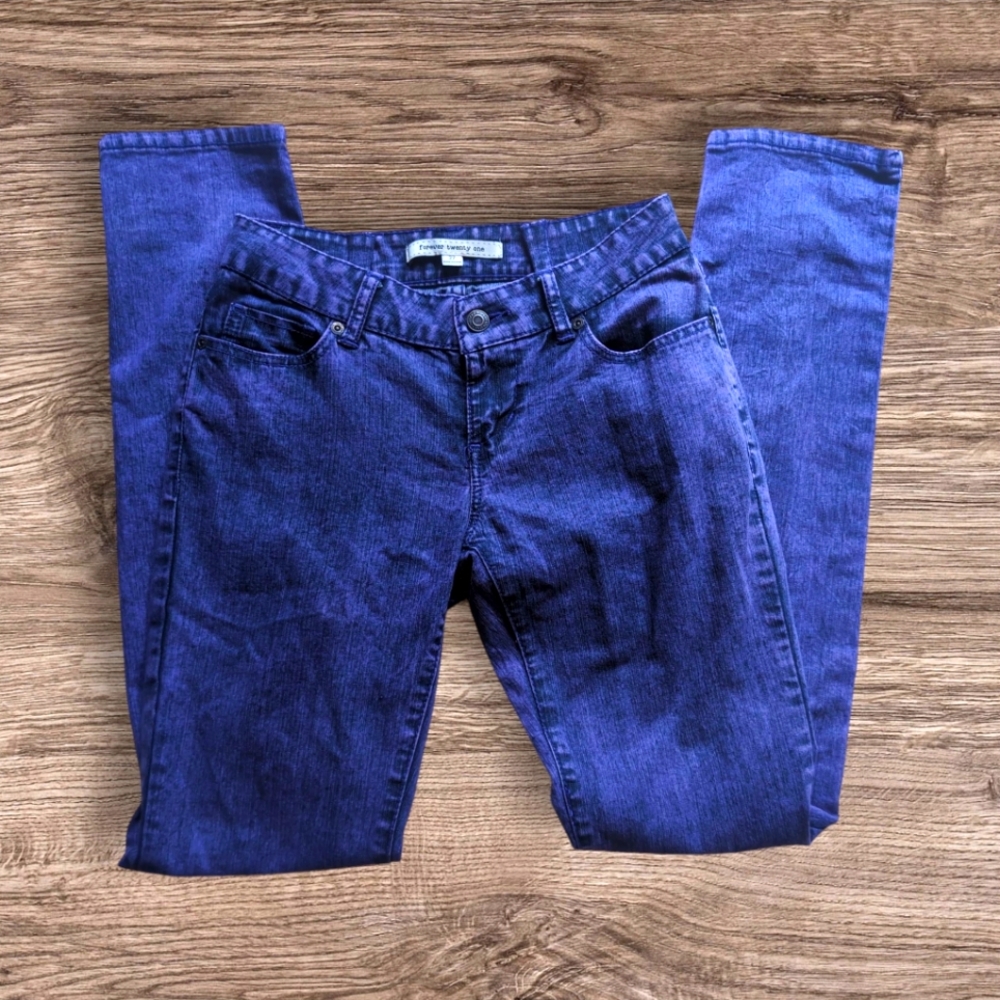 Forever 21‎ Purple Acid Wash Skinny Jeans Womens Waist 27